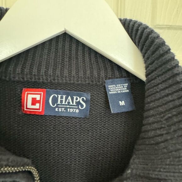Men’s chaps blue half zip sweater (medium) - Picture 2 of 3